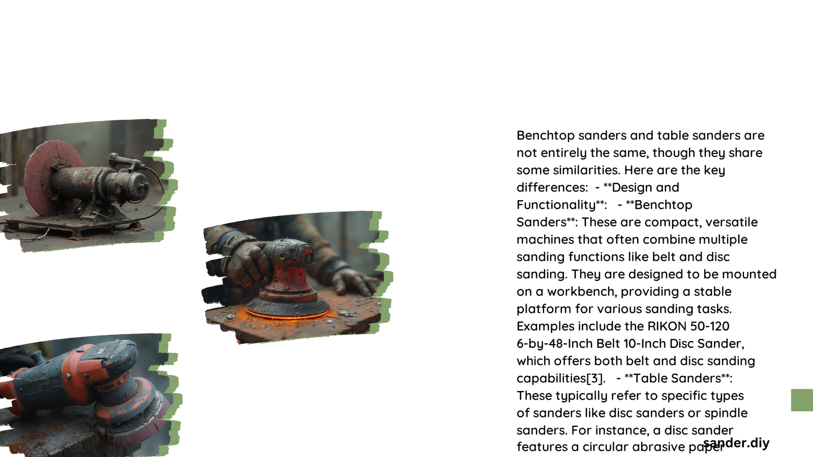 are benchtop sander and table sander the same