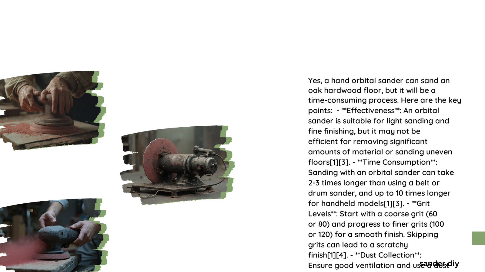 can a hand orbital sander sand a oak hardwood floor