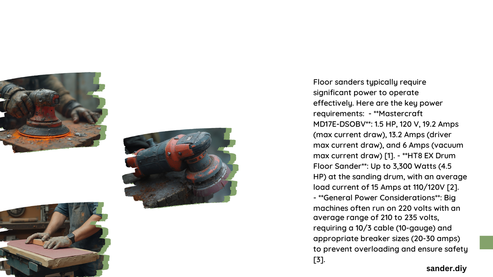 floor sander power requirements