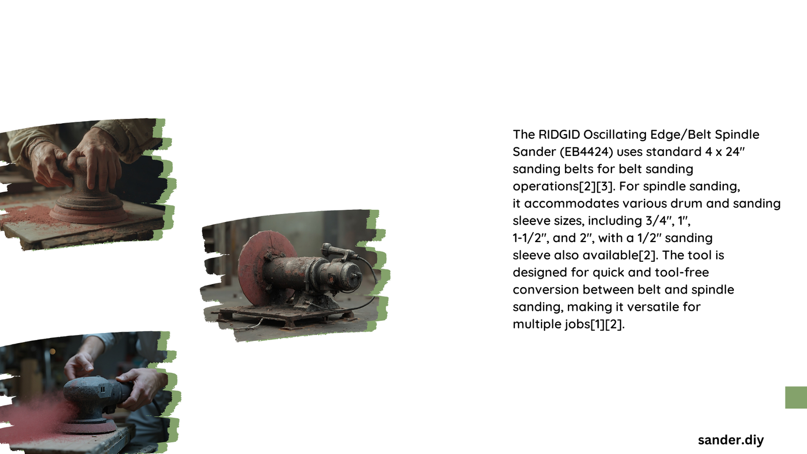 what belts does a ridgid spindle sander take