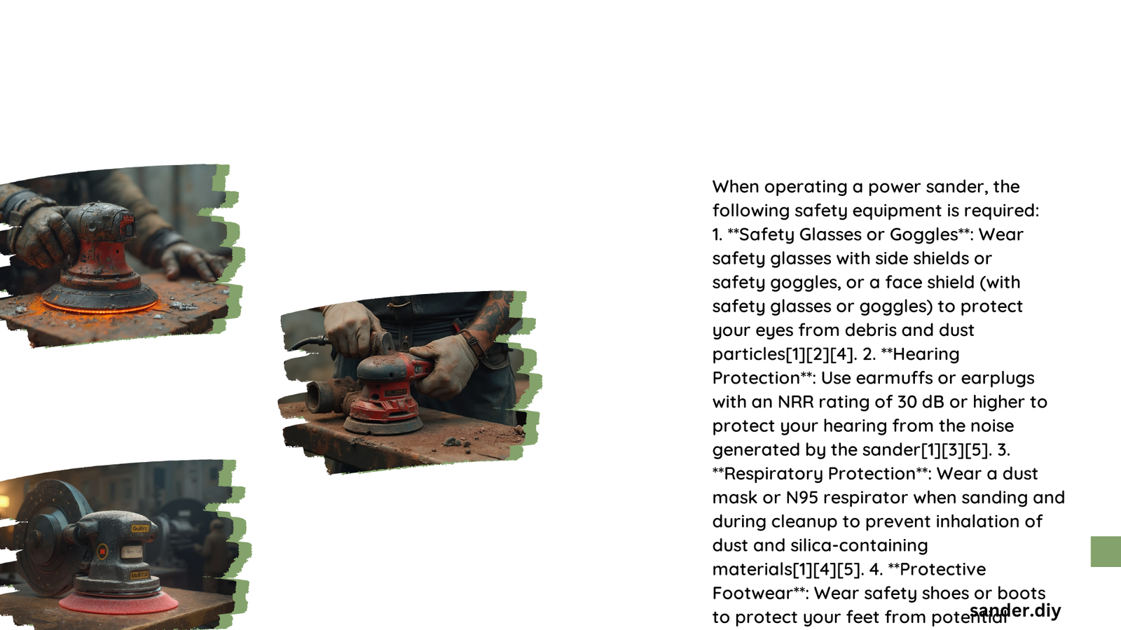 what safety equipment is required when operating a power sander