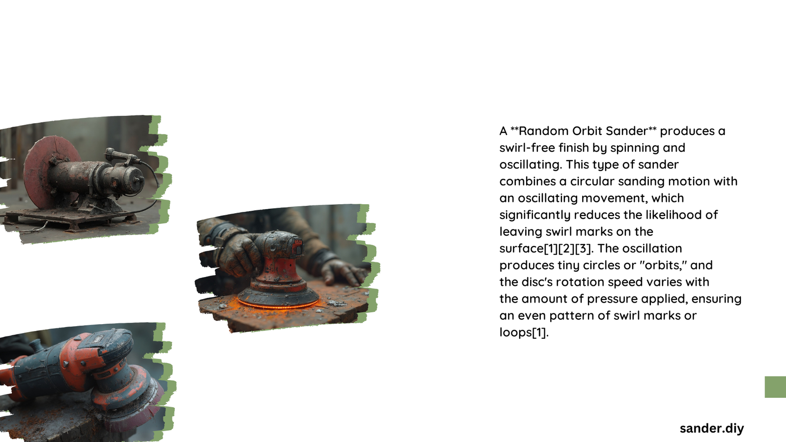 which sander produces a swirl free finish by spinning and oscillating