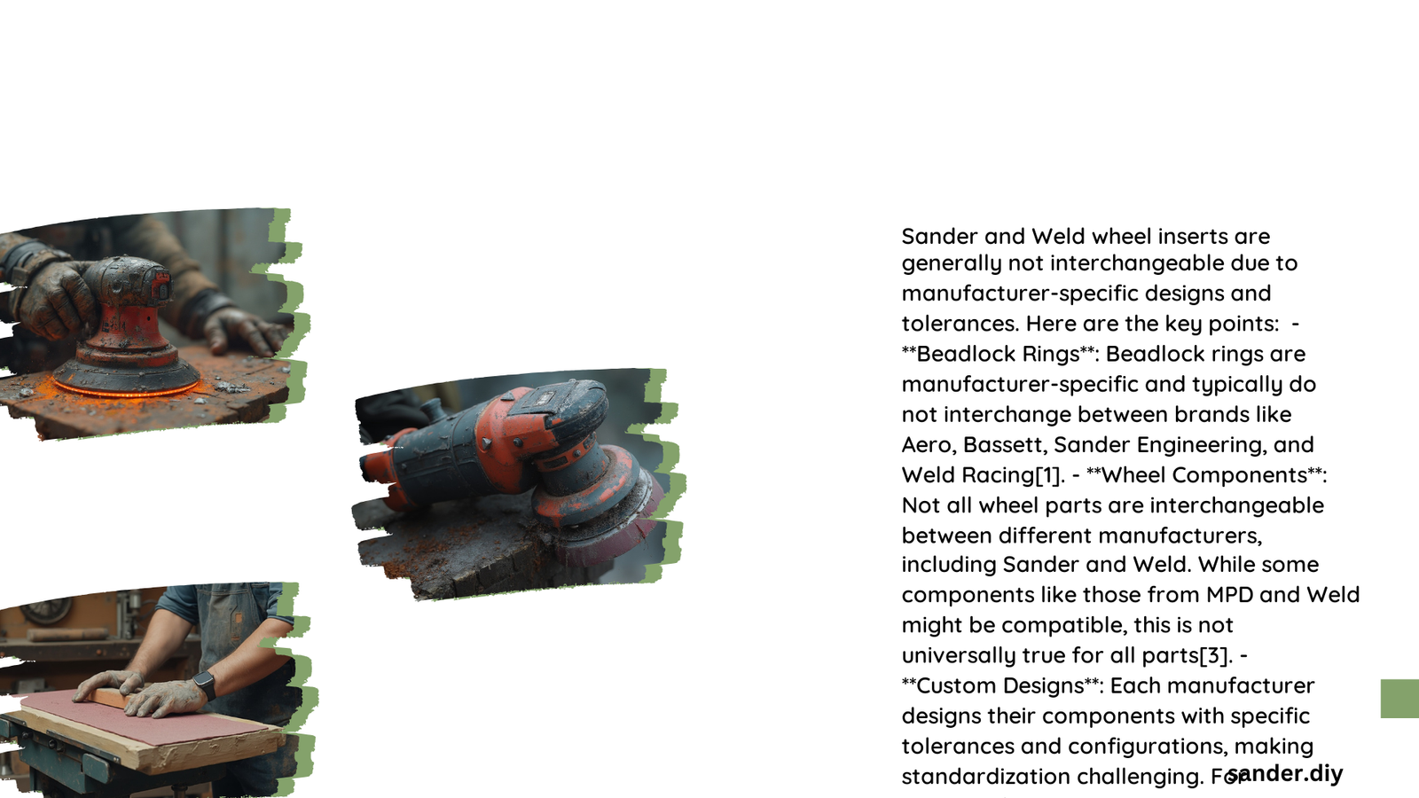 are sander and weld wheel inserts interchangable