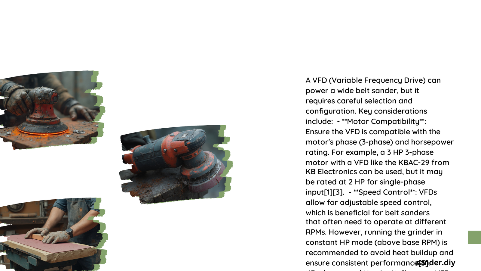 can a vfd power a wide belt sander