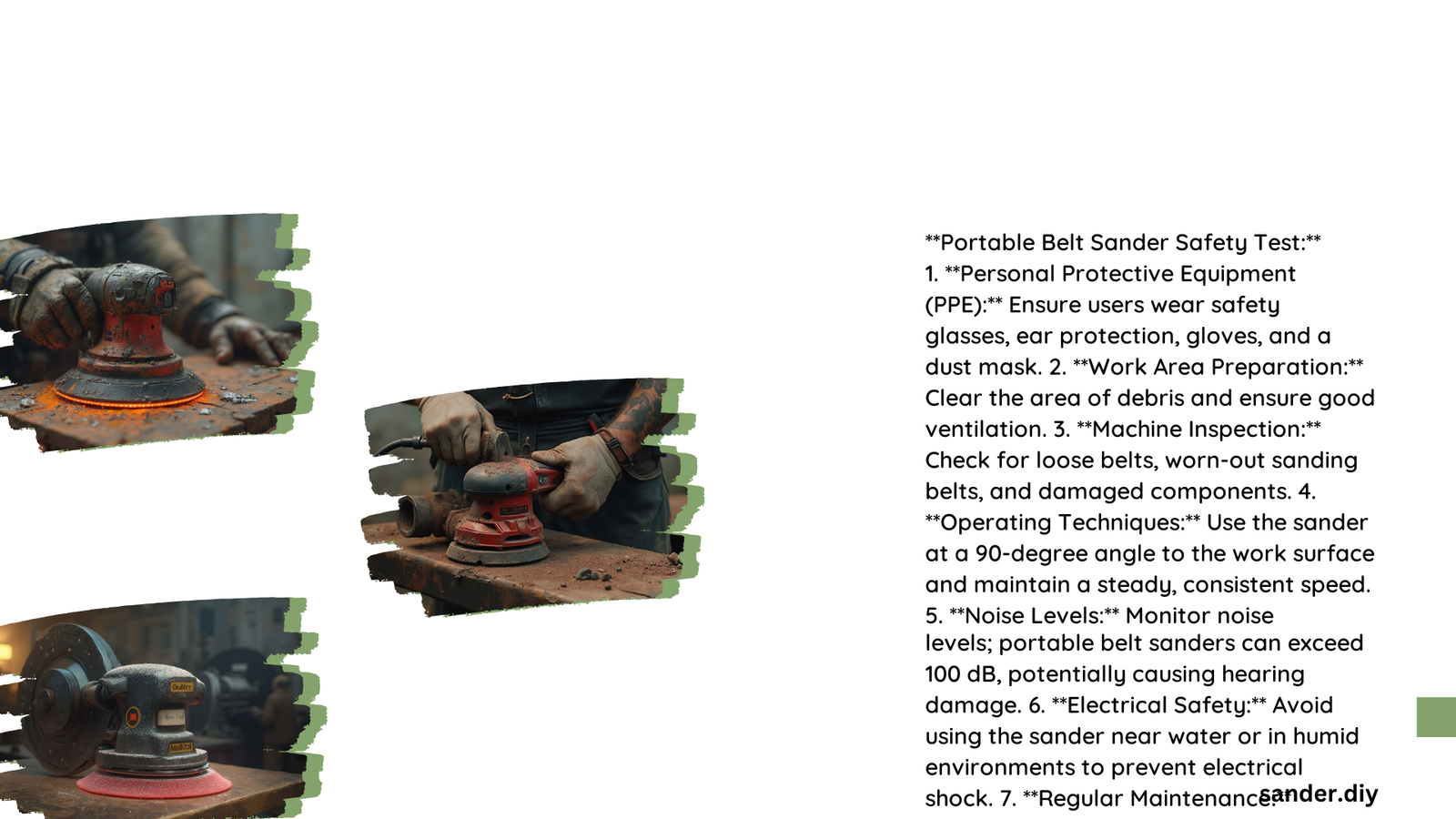 portable belt sander safety test